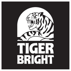 Roaring Tiger Bright Logo Design in Monochrome