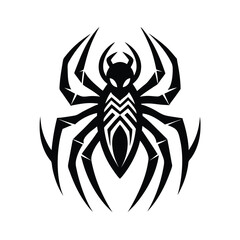 spider tribal style black silhouette vector on white for web and graphic design