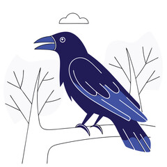 Crow Bird Illustration Mysterious and Intelligent Avian Art for Wildlife and Fantasy Projects