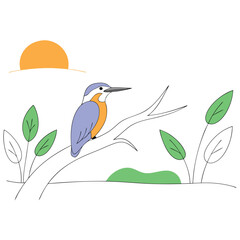 Kingfisher Bird Illustration  Elegant and Colorful Avian Art for Nature and Wildlife Projects