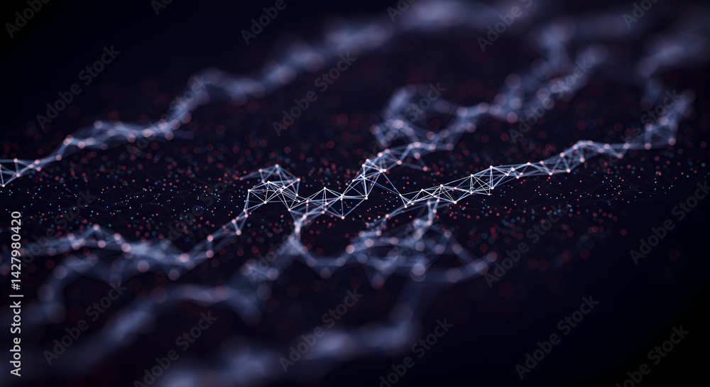 Aufkleber abstract digital art network connections, data flow visualization, futuristic technology background,