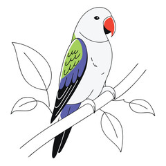 Parrot Bird Illustration: Vibrant and Tropical Avian Art for Nature and Wildlife Themes