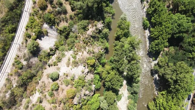 Aerial view of Struma River passing through the Kresna Gorge, Bulgaria