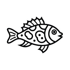 stonefish tribal style black line art vector on white for web and graphic design