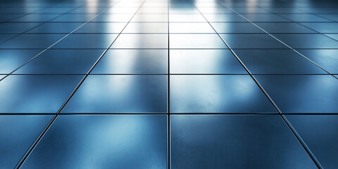 Fototapeta premium Sleek Modern Blue Tiles Floor Background Texture Clean Polished Surface for Commercial Design Projects