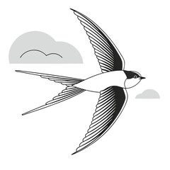 Swift Bird Illustration: Graceful Flight and Speed in Nature Design