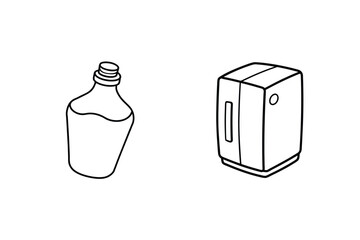 Isolated Line Art Of A Perfume Bottle And A Safe Box