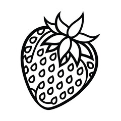 strawberry tribal style black line art vector on white for web and graphic design