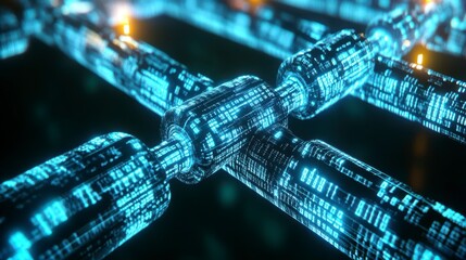 Glowing Blue Digital Network Abstract Futuristic Technology Background