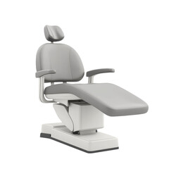 A modern dental chair designed for patient comfort, featuring adjustable components and a sleek, ergonomic design.