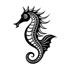 stunning seahorses tribal style scaly texture black vector for web and graphic design