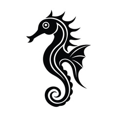 stunning seahorses tribal style scaly texture black vector for web and graphic design
