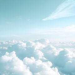 Fototapeta premium Aerial View of Soft White Clouds and Sky, Dreamy Pastel Cloudscape Background
