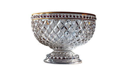 Diamond Cut Crystal Bowl Shiny Pedestal Glassware for Luxury Tabletop Decor.