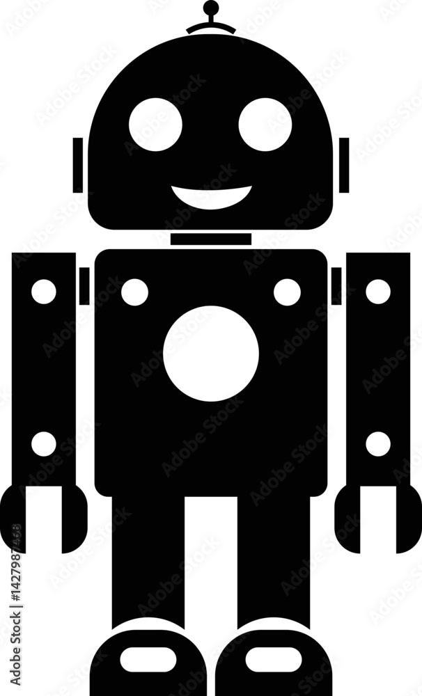 Poster robot black flat icon. gpt chatbot icon. artificial intelligence, trendy technology, support service