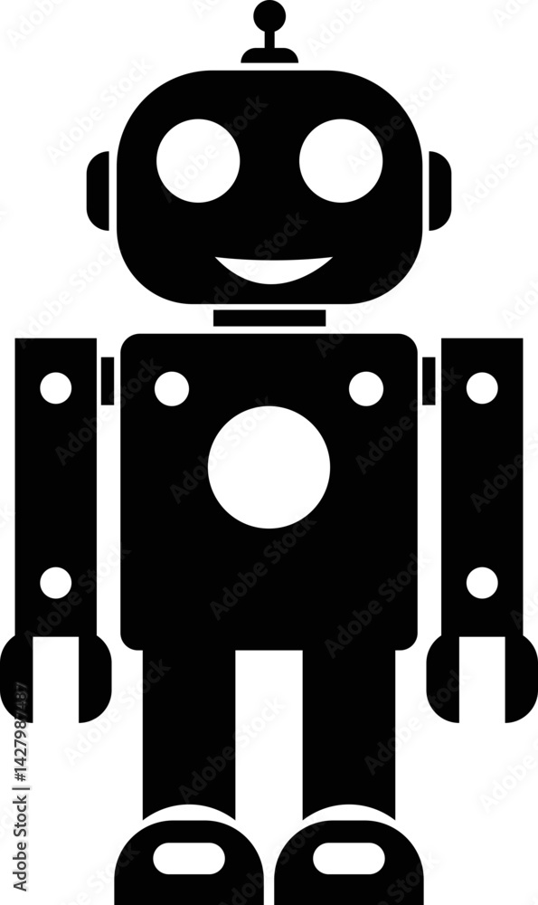 Poster robot black flat icon. gpt chatbot icon. artificial intelligence, trendy technology, support service