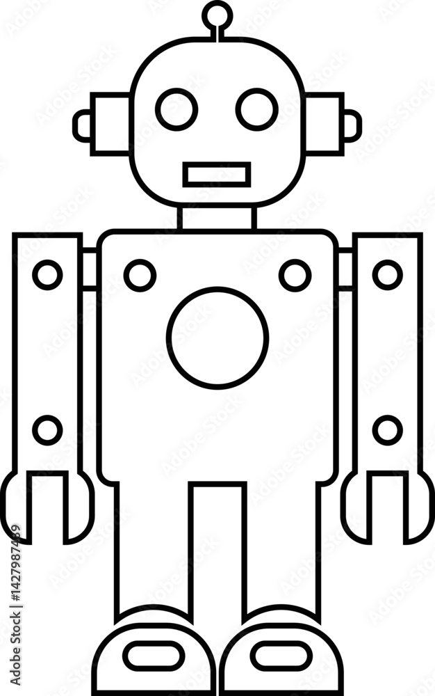 Poster robot black linear icon. gpt chatbot icon. artificial intelligence, trendy technology, support servi