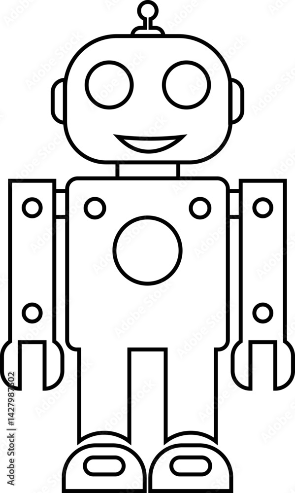 Poster robot black linear icon. gpt chatbot icon. artificial intelligence, trendy technology, support servi