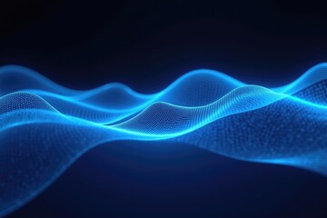 Abstract Wave Pattern with Flowing Blue Lines and Neon Glow in a Futuristic, Sci-Fi Inspired Design