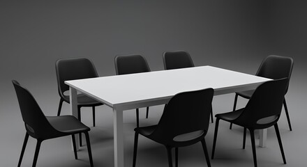 Modern Minimalist Dining Set: White Table and Black Chairs