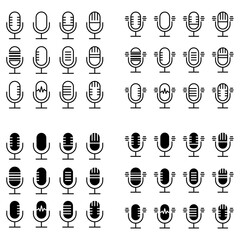 Set of Microphone icons. Microphone symbol for website marketing design, logo, app, etc. Microphone line logo. Vector illustration.