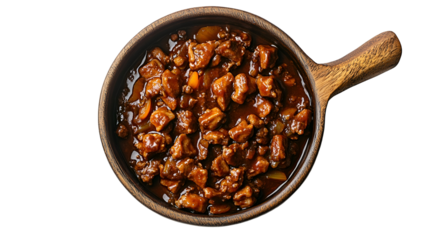 Delicious Beef Stew in Wooden Bowl Savory Meal