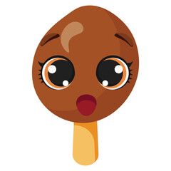 Surprised chocolate ice cream character with open mouth Shocked frozen treat illustration 