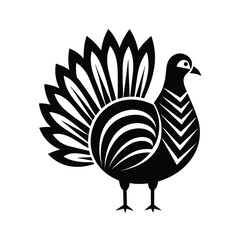 stylized turkey silhouette black and white graphic design for web and graphic design
