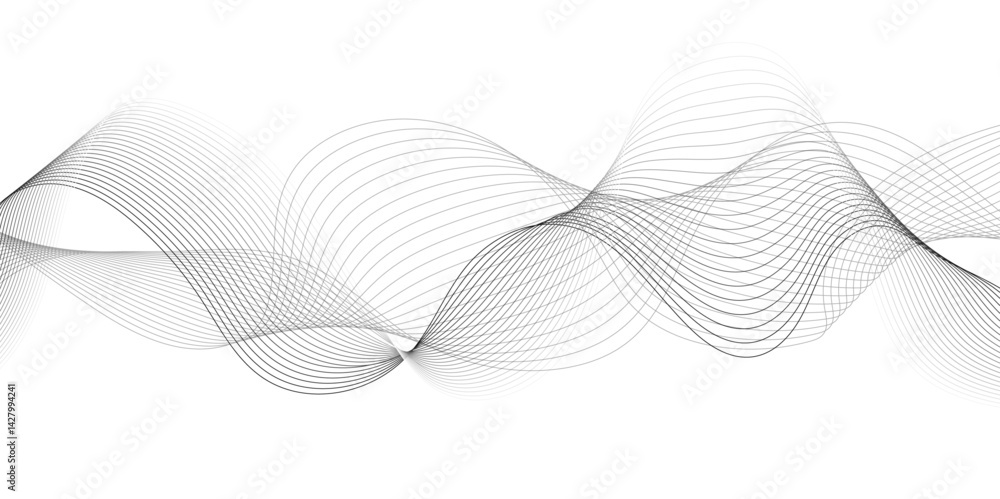 Aufkleber white wave curve lines banner background design. abstract soft wave lines dynamic flowing gray light