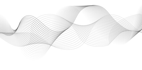 White wave curve lines banner background design. Abstract soft wave lines dynamic flowing gray light isolated background. Vector Illustration of the gray pattern of lines. Black stripes on white .	
