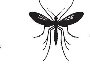 Mosquito (Culicidae) insect silhouette design, labeled linocut vector illustration.
