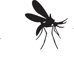 Mosquito (Culicidae) insect silhouette design, labeled linocut vector illustration.