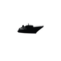 Cruise Ship silhouette on white background