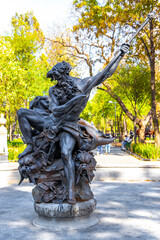 Neptune Fountain statue sculpture figure monument in Mexico City Mexico.