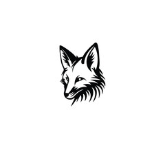 Fox head silhouette on white background