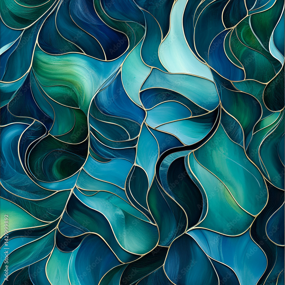 Poster dynamic abstract waves digital art fluid patterns colorful environment artistic perspective visual s