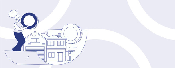 Fototapeta premium Home loan flat vector concept operation illustration 