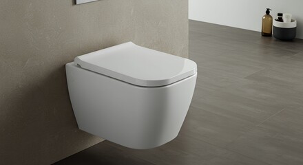 Modern Wall-Hung Toilet with Closed-Coupled Design in Contemporary Bathroom