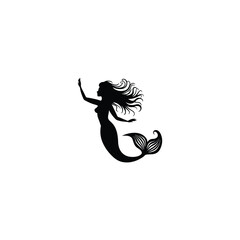 Mermaid silhouette on white background
