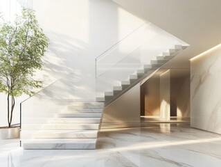 Obraz premium Modern minimalist staircase interior design