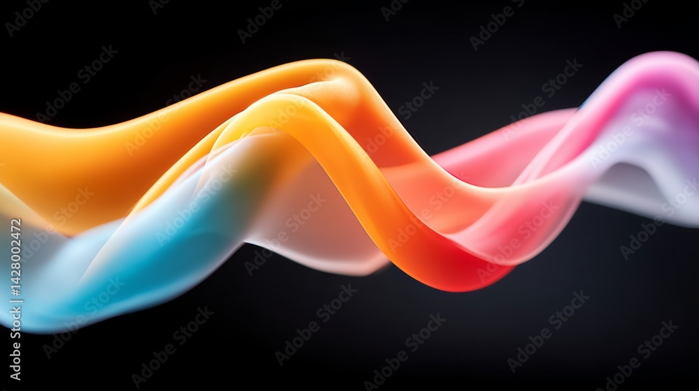 Aufkleber colorful wave of light is displayed on a black background. the colors are bright and vibrant, creati