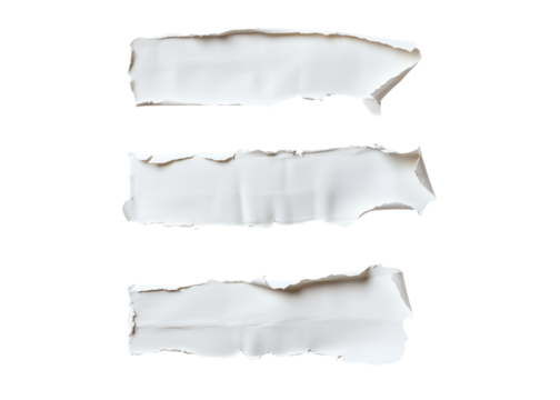 White ripped paper torn edges strips isolated on transparent background