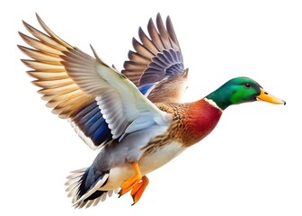 Obraz premium Flying duck isolated on white background