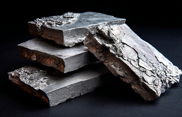 Photo of three silver metal samples on a black background.