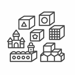 Fototapeta premium Colorful building blocks in various shapes, perfect for encouraging creativity and imaginative play among children.
