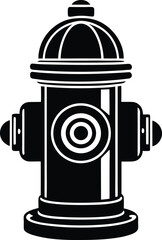 Urban Fire Hydrant in Black | Emergency Utility Silhouette Vector for Safety, Craft & Design Use