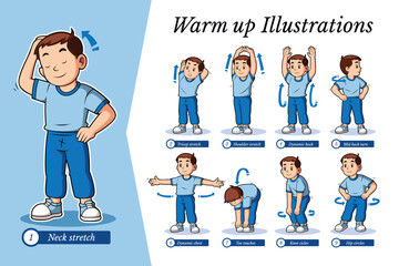  Cute Boy Doing Warming Up Illustration