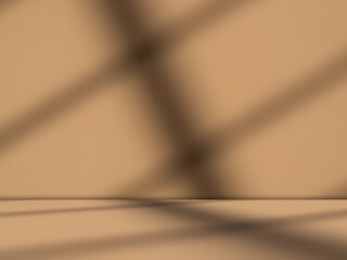 Begie background wall floor with shadow flower gradient old rose color backdrop, minimal podium stage loft for presentation product, empty mockup stand interior