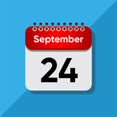 Fototapeta premium September Calendar Flat Vector – Red Date on Soft Blue Background