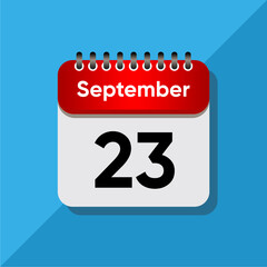 Fototapeta premium September Calendar Flat Vector – Red Date on Soft Blue Background